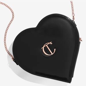 Charlotte Tilbury Special Edition Black Heart-Shaped Crossbody Bag with Chain
